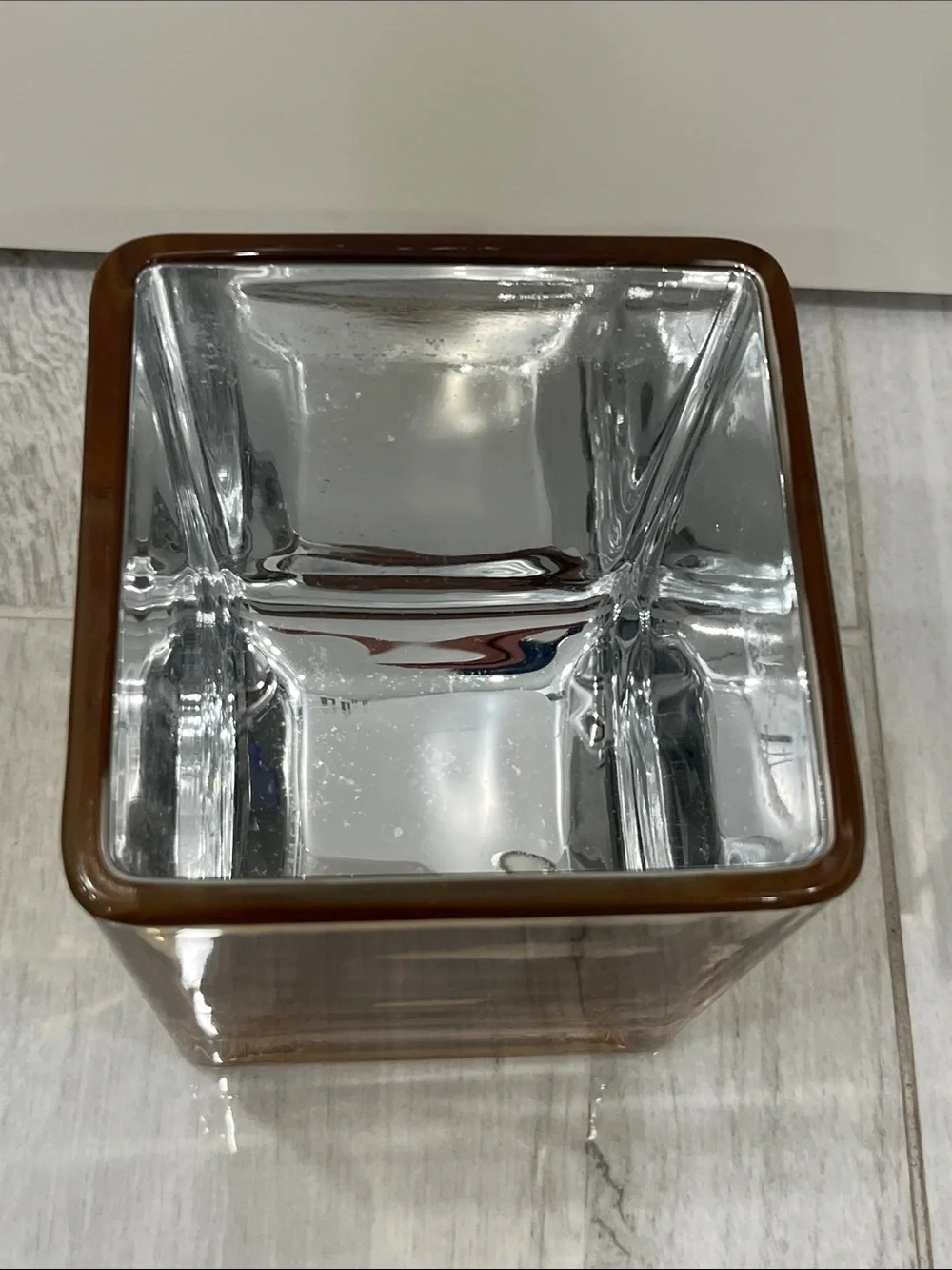 Amber/Gold Glass Square Vase - Home Accents